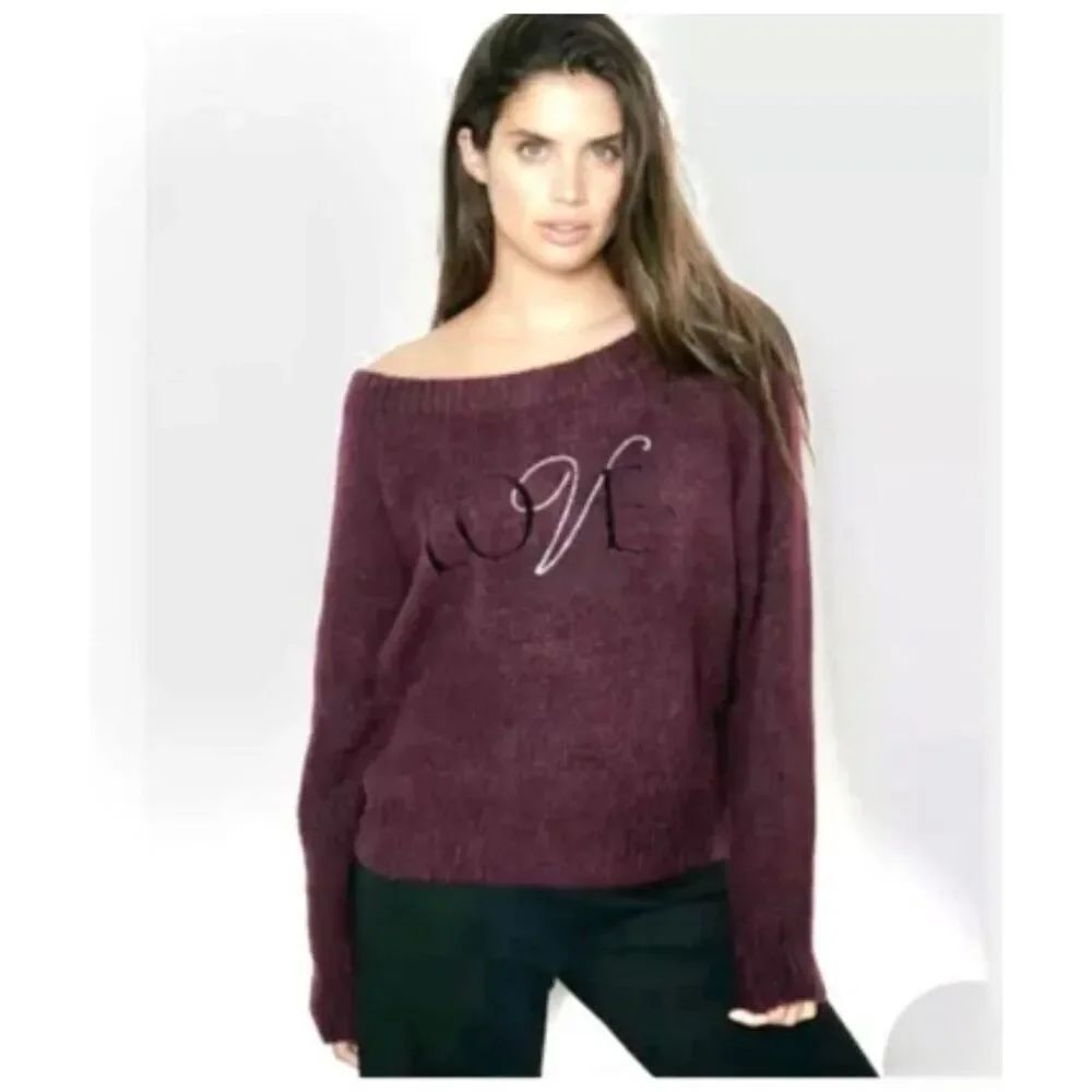 Victoria’s Secret love limited vintage maroon red pullover sweater cozy xxl